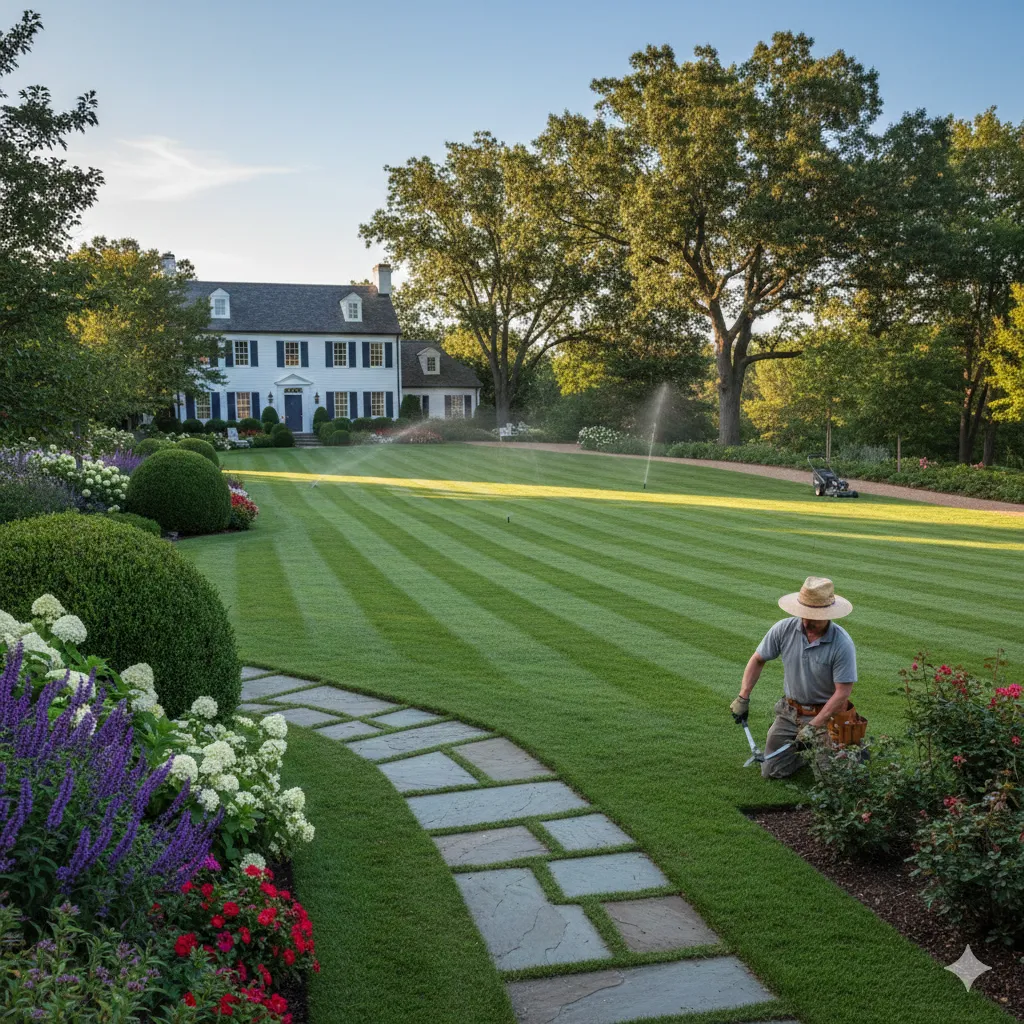 Beautiful maintained lawn with professional care